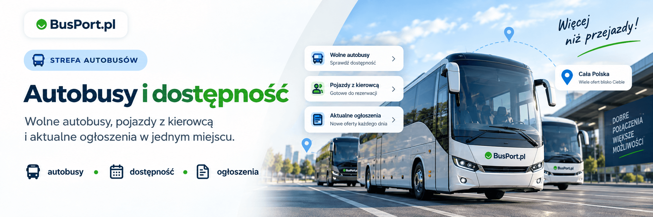 Strefa autobusów BusPort.pl — wolne autobusy i aktualne zapotrzebowania